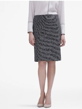 MM.LaFleur Black & White Tweed Striped Pencil Skirt